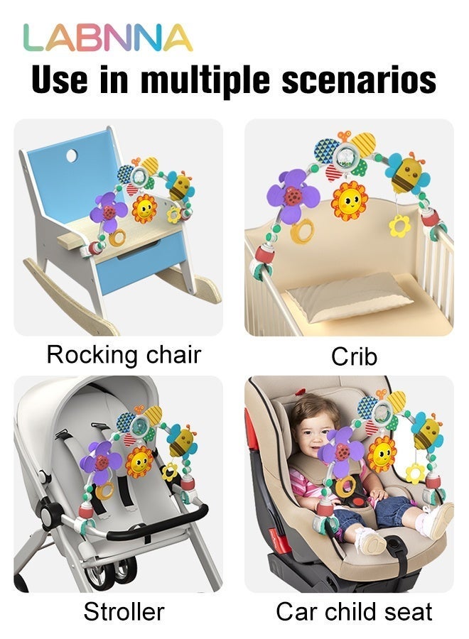 LABNNA Adjustable Arch Bassinet Toys for Infant Toddlers, Stroller Arch, Baby Crib Toys with Fascinating Hanging for Stimulating Baby’s Senses and Developing Motor Skills - Image 4